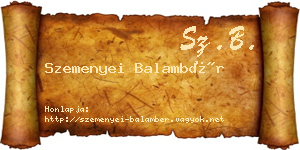 Szemenyei Balambér névjegykártya